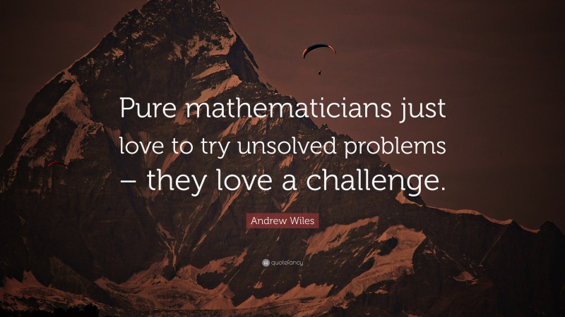 Andrew Wiles Quote: “Pure mathematicians just love to try unsolved problems – they love a challenge.”