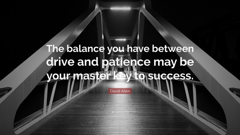 David Allen Quote: “The balance you have between drive and patience may be your master key to success.”