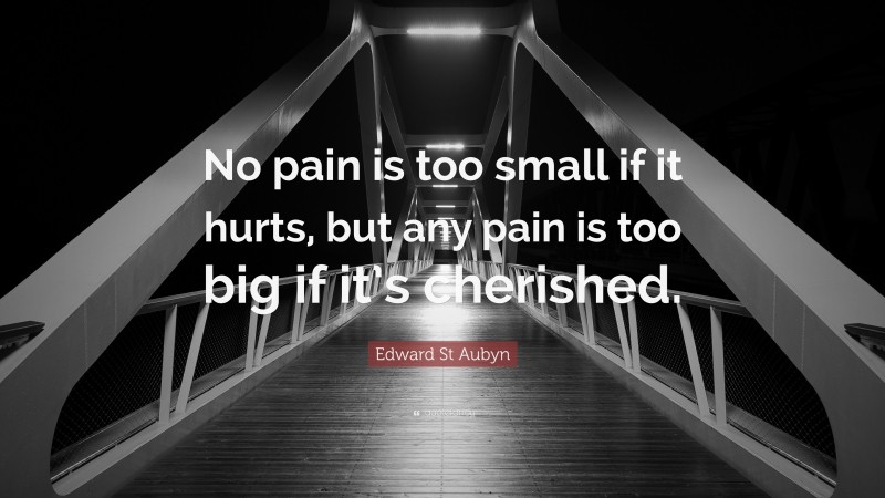 Edward St Aubyn Quote: “No pain is too small if it hurts, but any pain is too big if it’s cherished.”