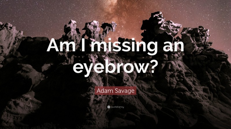 Adam Savage Quote: “Am I missing an eyebrow?”