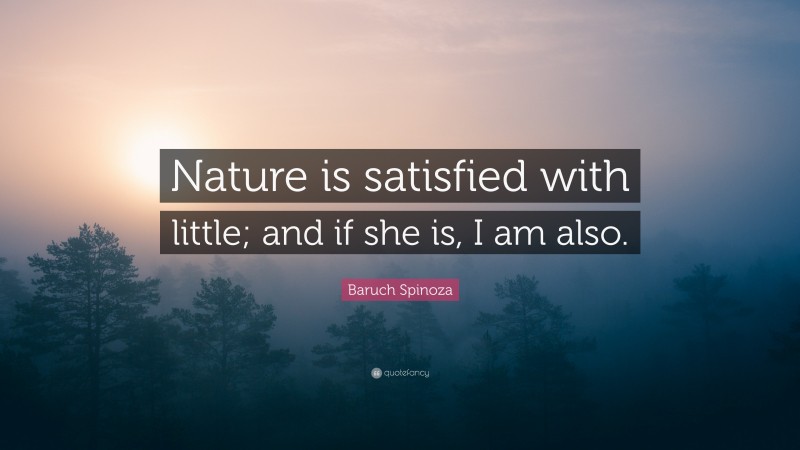 Baruch Spinoza Quote: “Nature is satisfied with little; and if she is, I am also.”