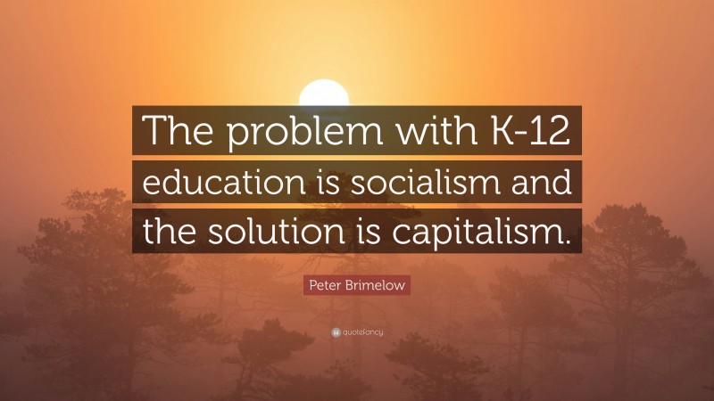 Peter Brimelow Quote: “The problem with K-12 education is socialism and the solution is capitalism.”