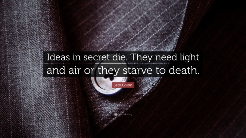 Seth Godin Quote: “Ideas in secret die. They need light and air or they starve to death.”