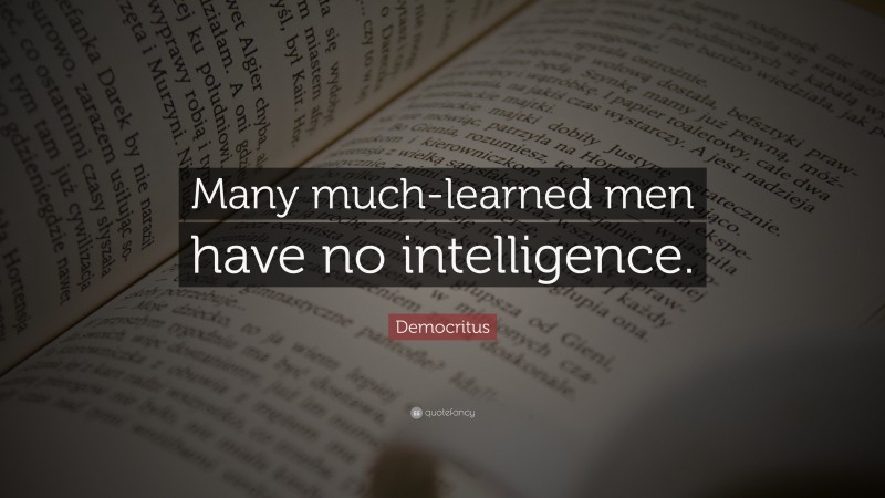 Democritus Quote: “Many much-learned men have no intelligence.”