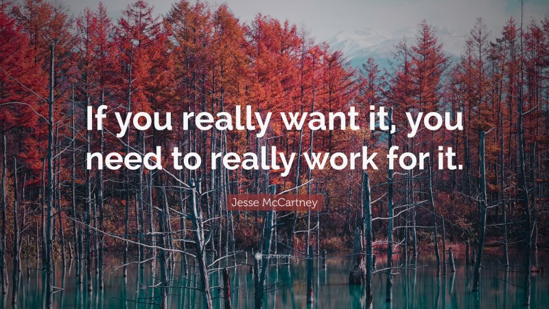 Jesse McCartney Quote: “If you really want it, you need to really work for it.”