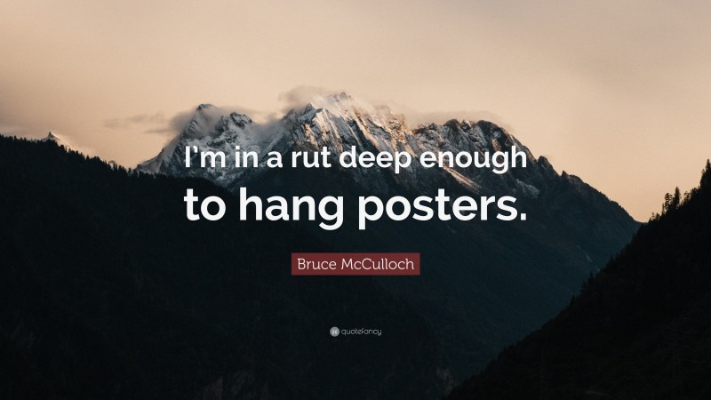 Bruce McCulloch Quote: “I’m in a rut deep enough to hang posters.”