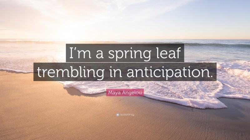 Maya Angelou Quote: “I’m a spring leaf trembling in anticipation.”