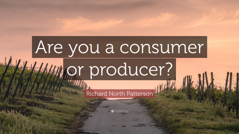 Richard North Patterson Quote: “Are you a consumer or producer?”