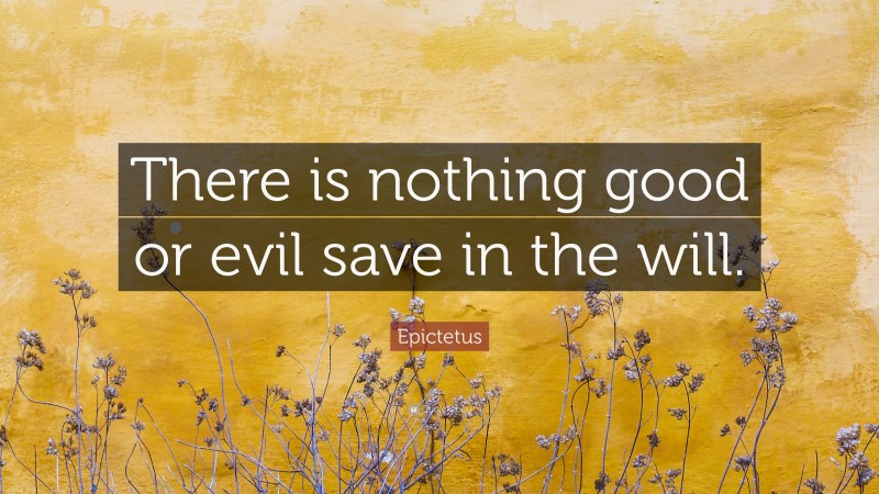 Epictetus Quote: “There is nothing good or evil save in the will.”