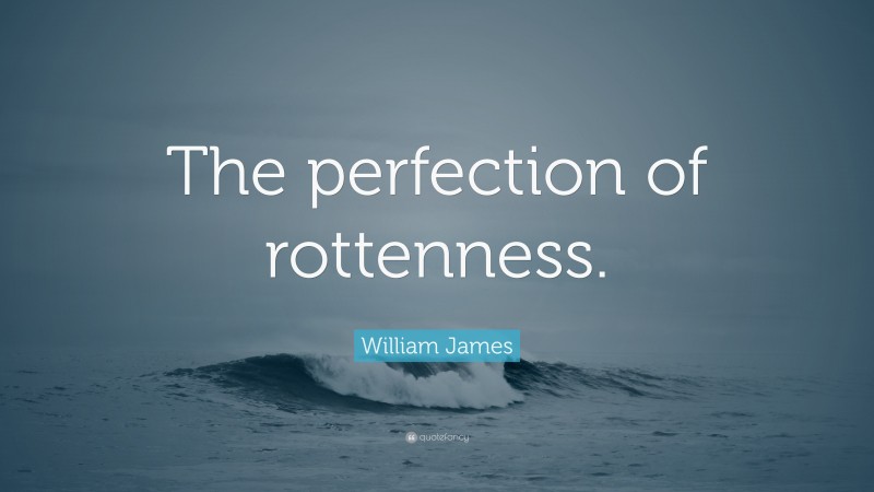 William James Quote: “The perfection of rottenness.”
