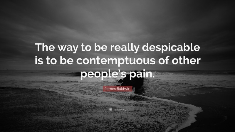James Baldwin Quote: “The way to be really despicable is to be contemptuous of other people’s pain.”