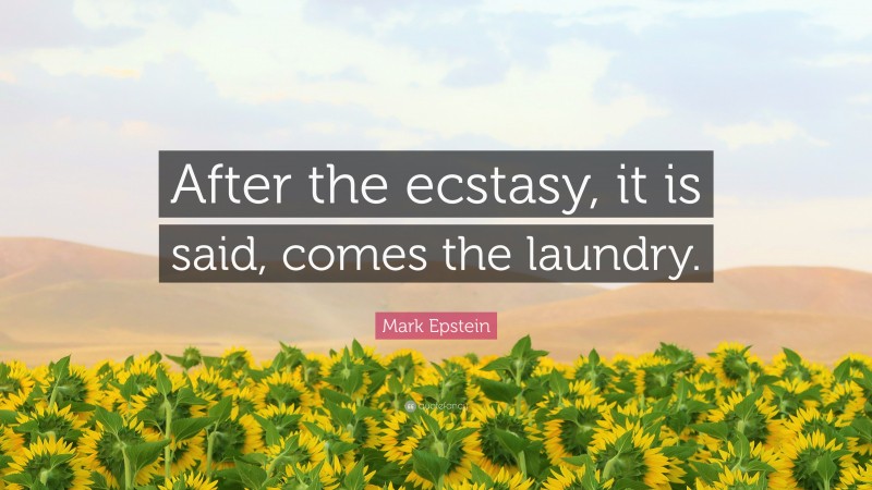 Mark Epstein Quote: “After the ecstasy, it is said, comes the laundry.”