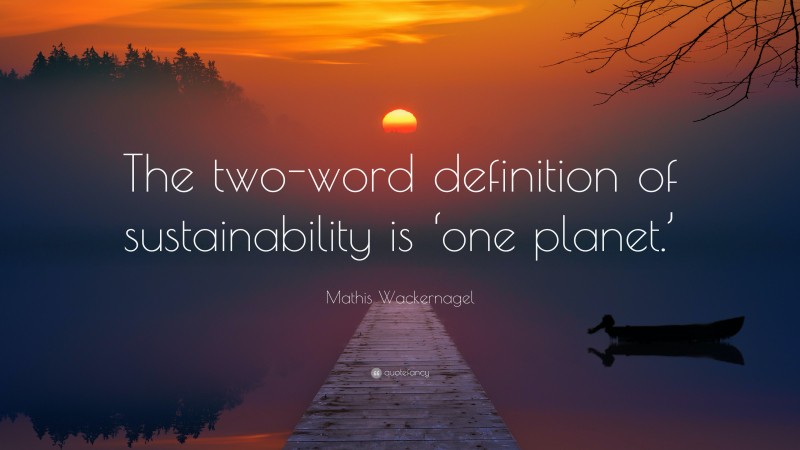 Mathis Wackernagel Quote: “The two-word definition of sustainability is ‘one planet.’”