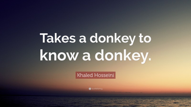Khaled Hosseini Quote: “Takes a donkey to know a donkey.”