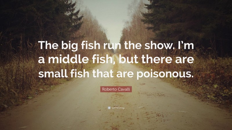 Roberto Cavalli Quote: “The big fish run the show. I’m a middle fish, but there are small fish that are poisonous.”