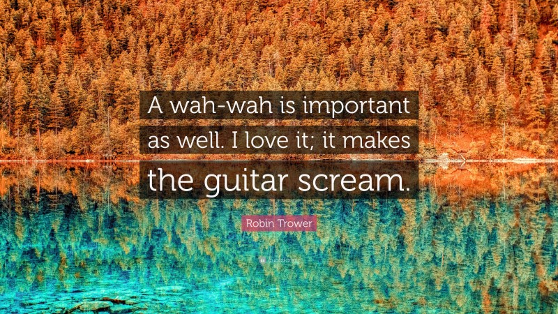 Robin Trower Quote: “A wah-wah is important as well. I love it; it makes the guitar scream.”