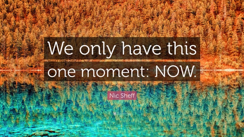 Nic Sheff Quote: “We only have this one moment: NOW.”