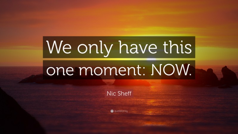 Nic Sheff Quote: “We only have this one moment: NOW.”