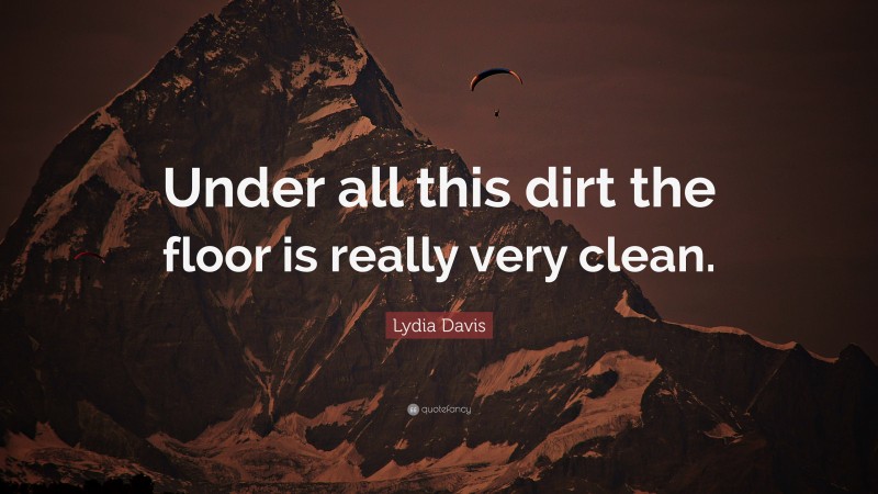 Lydia Davis Quote: “Under all this dirt the floor is really very clean.”