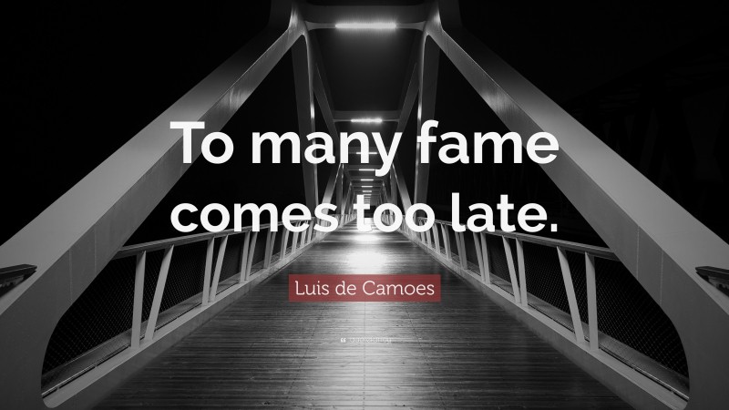 Luis de Camoes Quote: “To many fame comes too late.”