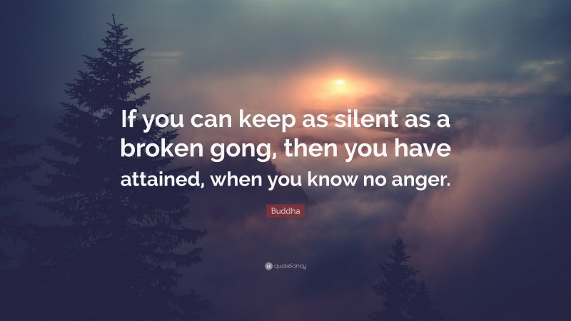 Buddha Quote: “If you can keep as silent as a broken gong, then you have attained, when you know no anger.”