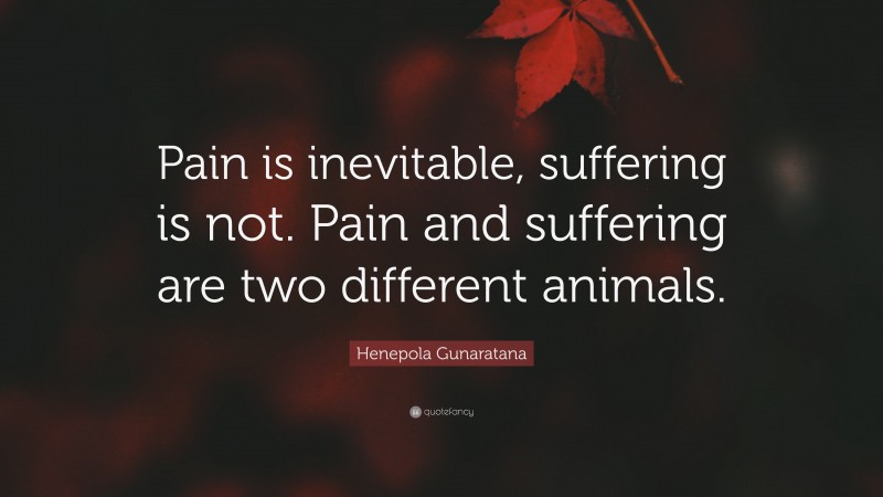 Henepola Gunaratana Quote: “Pain is inevitable, suffering is not. Pain and suffering are two different animals.”
