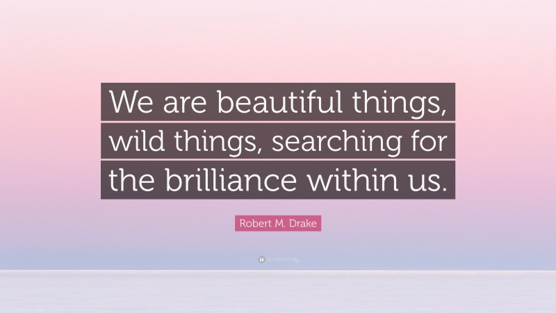 Robert M. Drake Quote: “We are beautiful things, wild things, searching for the brilliance within us.”