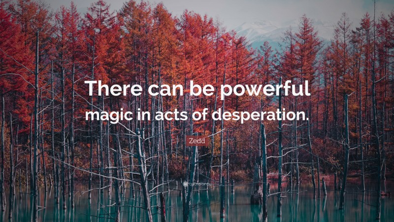 Zedd Quote: “There can be powerful magic in acts of desperation.”
