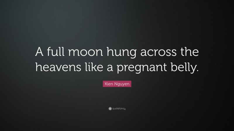 Kien Nguyen Quote: “A full moon hung across the heavens like a pregnant belly.”