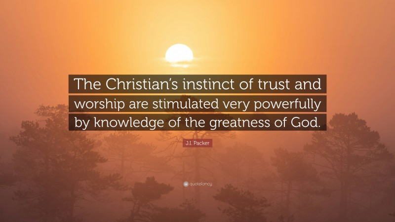 J.I. Packer Quote: “The Christian’s instinct of trust and worship are stimulated very powerfully by knowledge of the greatness of God.”
