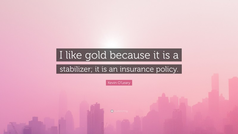 Kevin O'Leary Quote: “I like gold because it is a stabilizer; it is an insurance policy.”