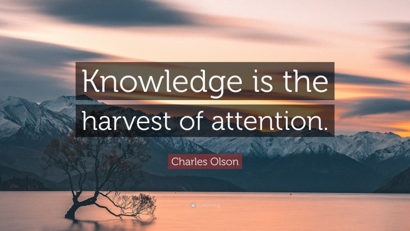 Charles Olson Quote: “Knowledge is the harvest of attention.”