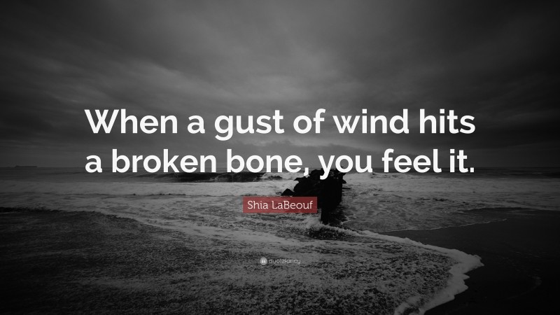 Shia LaBeouf Quote: “When a gust of wind hits a broken bone, you feel it.”