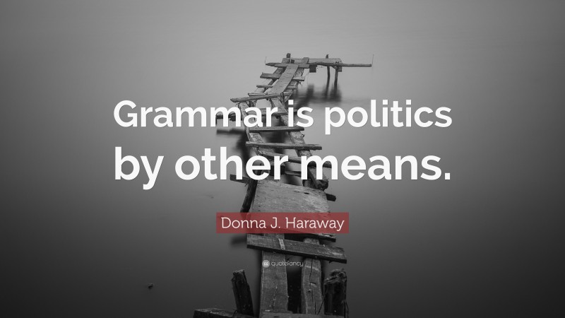 Donna J. Haraway Quote: “Grammar is politics by other means.”