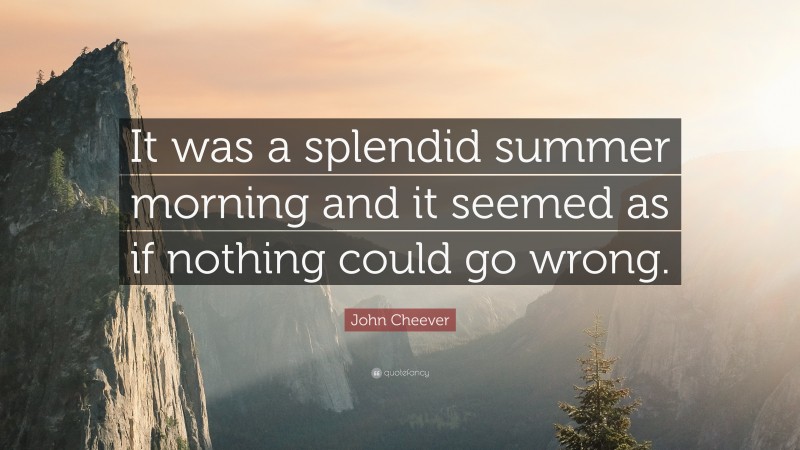 John Cheever Quote: “It was a splendid summer morning and it seemed as if nothing could go wrong.”