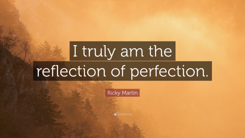 Ricky Martin Quote: “I truly am the reflection of perfection.”
