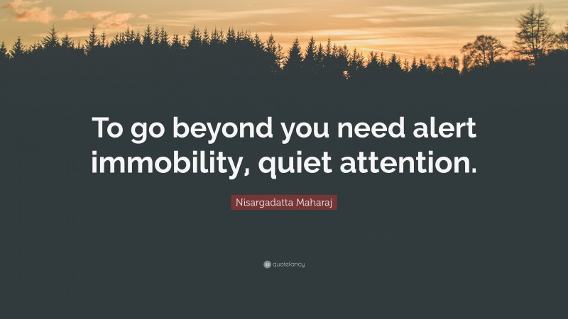 Nisargadatta Maharaj Quote: “To go beyond you need alert immobility, quiet attention.”