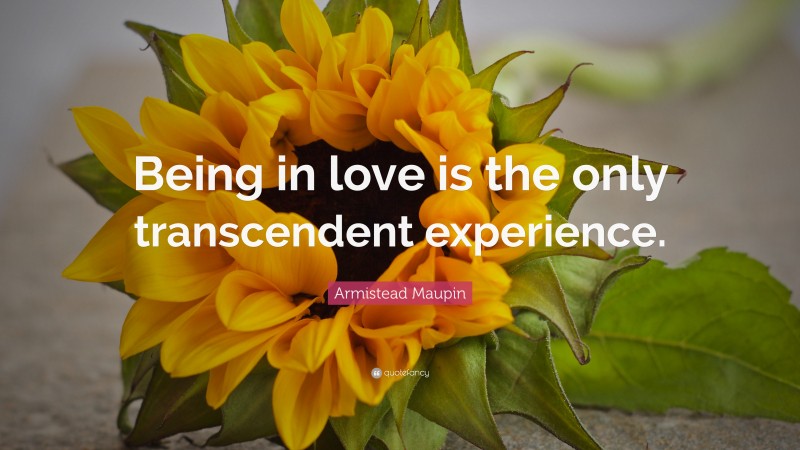 Armistead Maupin Quote: “Being in love is the only transcendent experience.”