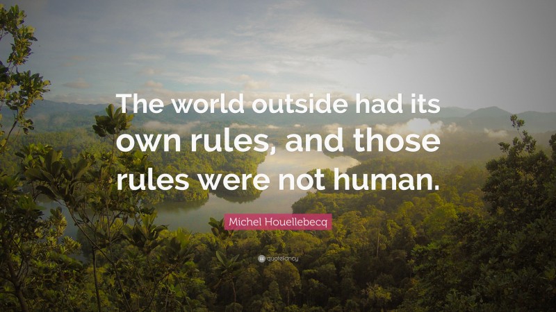 Michel Houellebecq Quote: “The world outside had its own rules, and those rules were not human.”