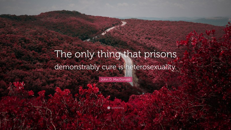 John D. MacDonald Quote: “The only thing that prisons demonstrably cure is heterosexuality.”