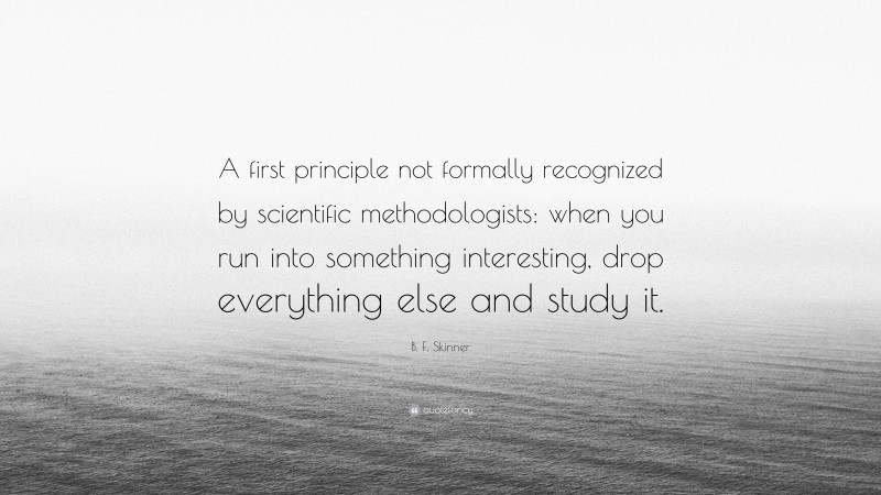 B. F. Skinner Quote: “A first principle not formally recognized by scientific methodologists: when you run into something interesting, drop everything else and study it.”
