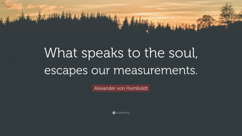 Alexander von Humboldt Quote: “What speaks to the soul, escapes our measurements.”