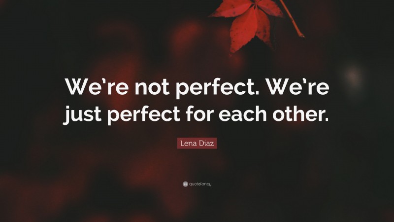 Lena Diaz Quote: “We’re not perfect. We’re just perfect for each other.”