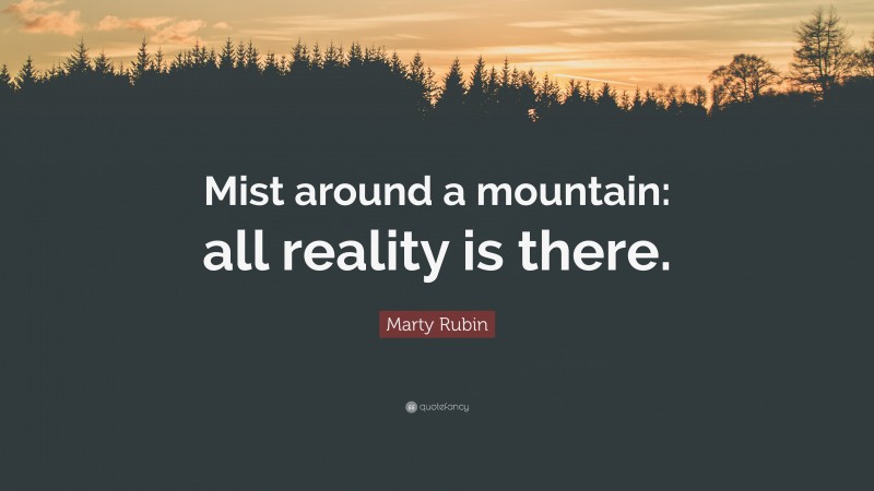 Marty Rubin Quote: “Mist around a mountain: all reality is there.”