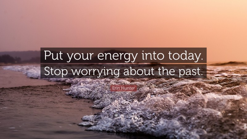 Erin Hunter Quote: “Put your energy into today. Stop worrying about the past.”