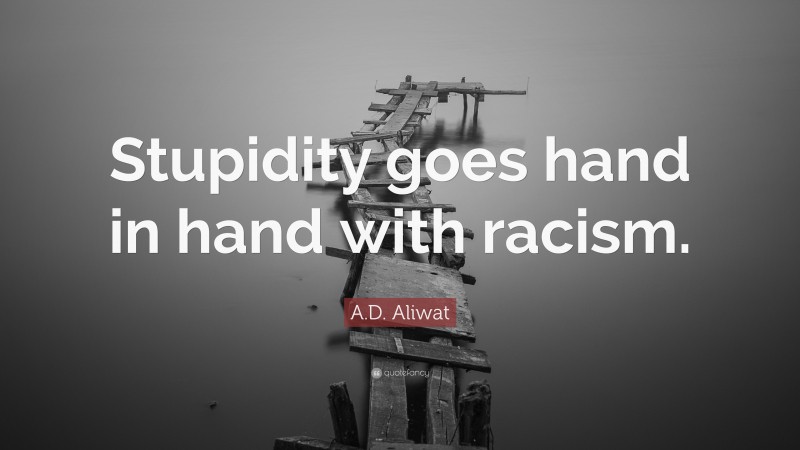 A.D. Aliwat Quote: “Stupidity goes hand in hand with racism.”