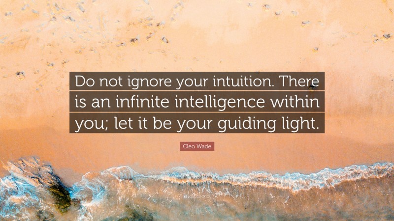 Cleo Wade Quote: “Do not ignore your intuition. There is an infinite intelligence within you; let it be your guiding light.”