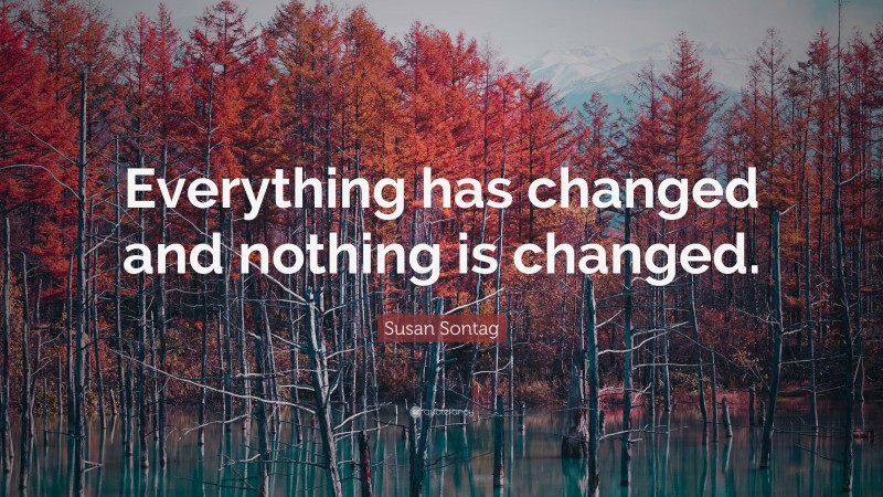 Susan Sontag Quote: “Everything has changed and nothing is changed.”