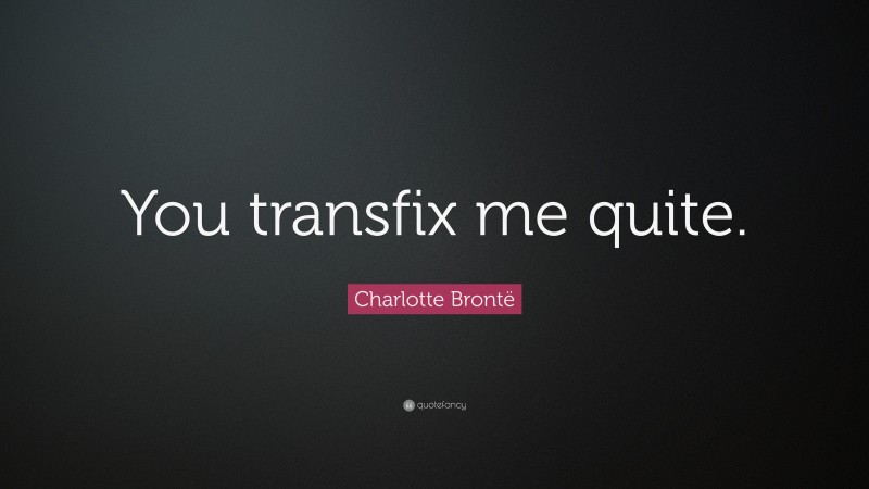 Charlotte Brontë Quote: “You transfix me quite.”