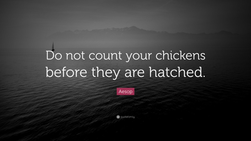 Aesop Quote: “Do not count your chickens before they are hatched.”